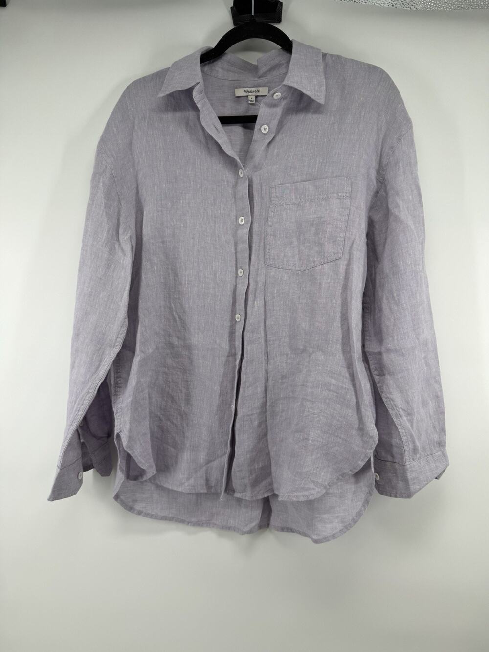 Madewell The Easy Shirt in 100% Linen Lilac Chambray Size S NWT